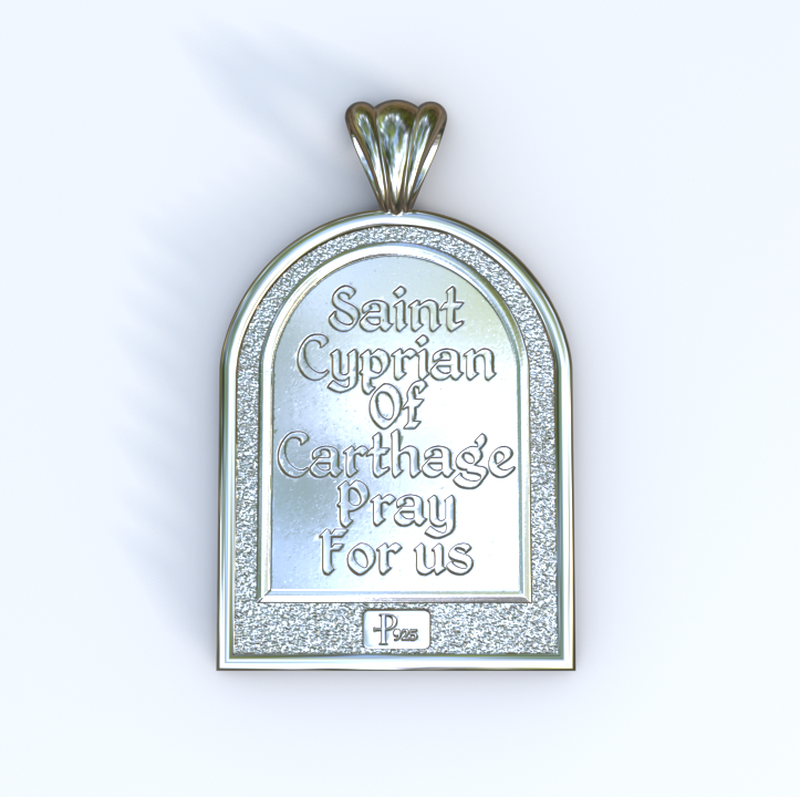 Cyprian of Carthage Silver or White Gold Apse pendant (Back)