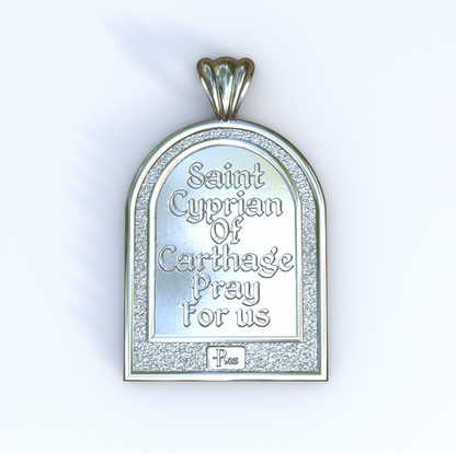 Cyprian of Carthage Silver or White Gold Apse pendant (Back)