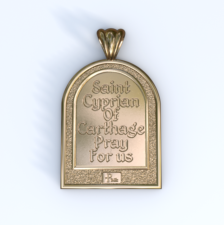 Cyprian of Carthage Yellow Gold or Gold Vermeil Gold Apse pendant (Back)