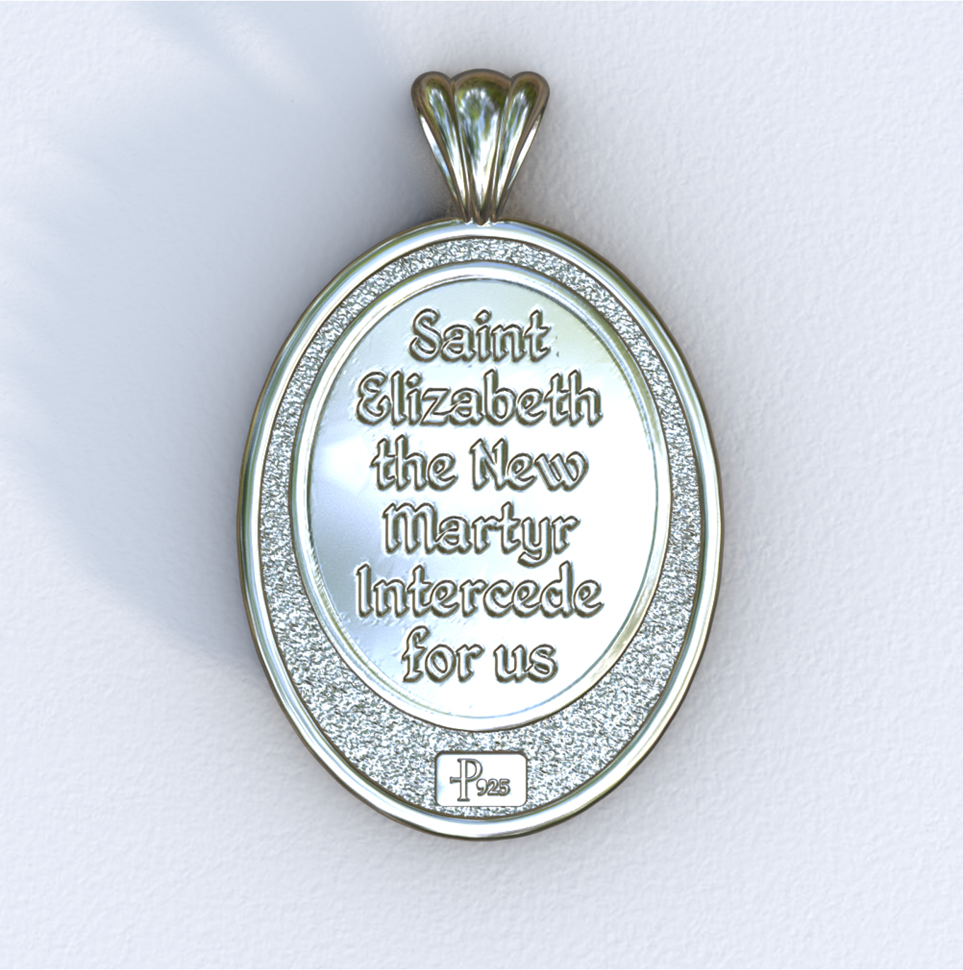 Elizabeth New Martyr Silver Mandorla Pendant (Back)
