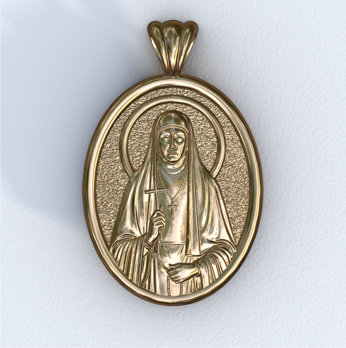 Elizabeth New Martyr Yellow Gold Mandorla Pendant