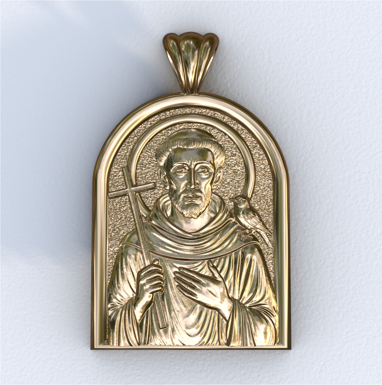 Francis of Assisi Yellow Gold Apse Pendant