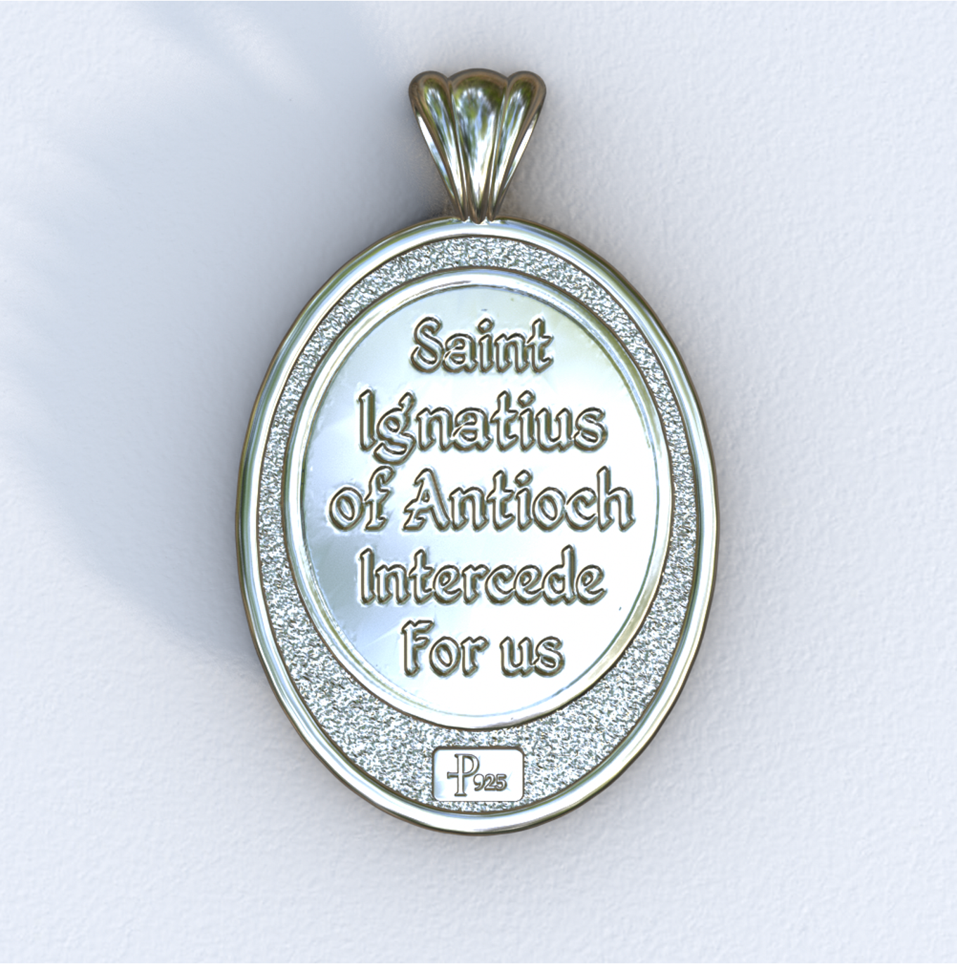 Ignatius of Antioch Silver Mandorla Pendant (Back)