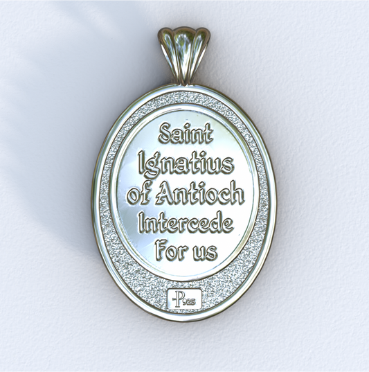 Ignatius of Antioch Silver Mandorla Pendant (Back)
