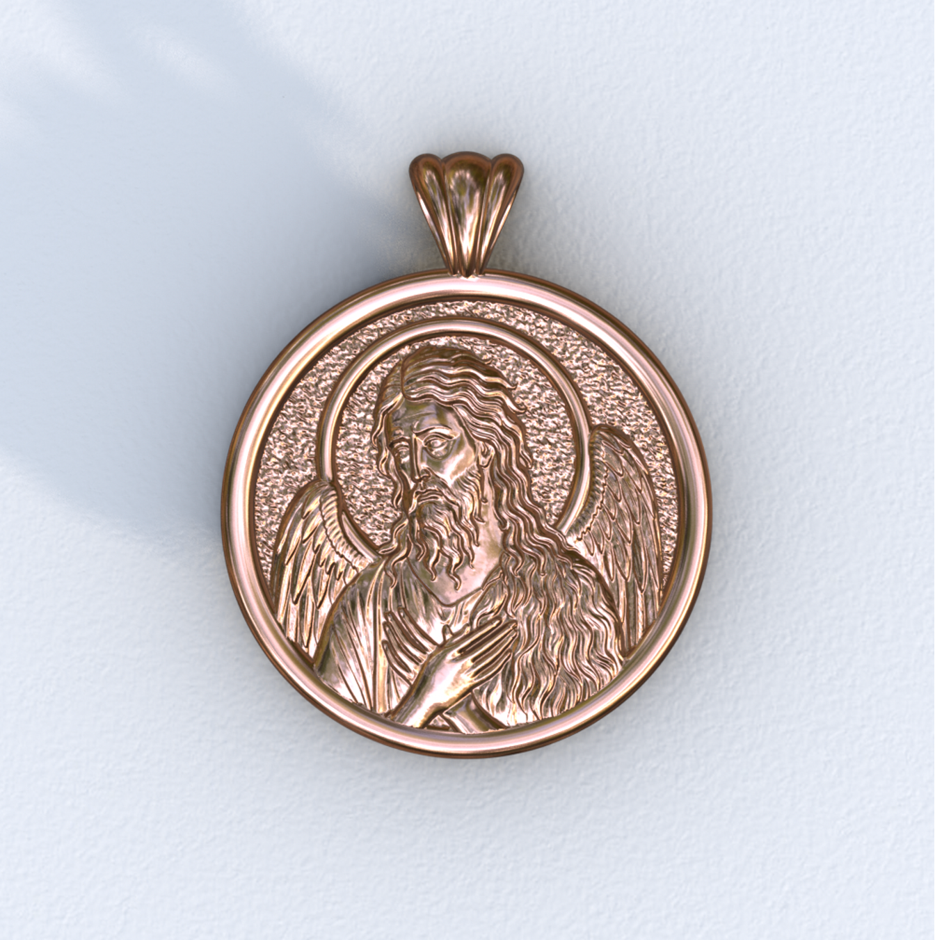 John the Baptist Rose Gold Halo Pendant