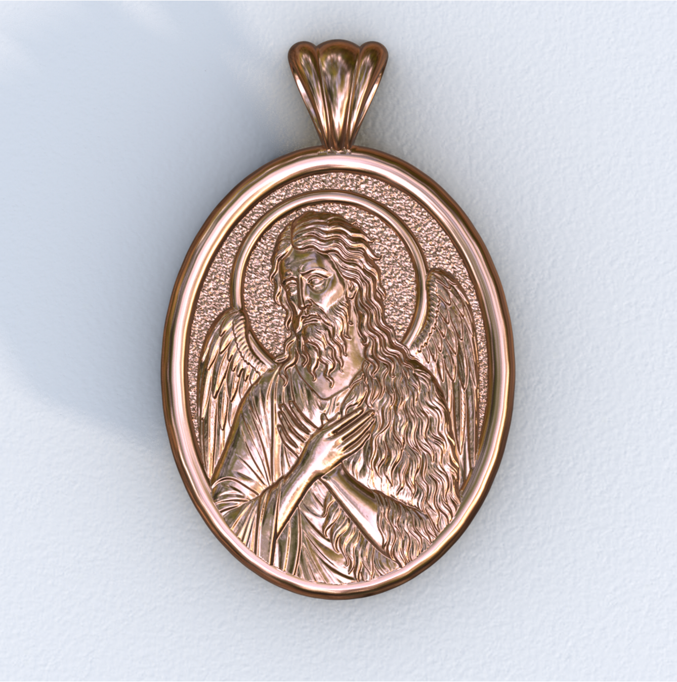 John the Baptist Rose Gold Mandorla Pendant