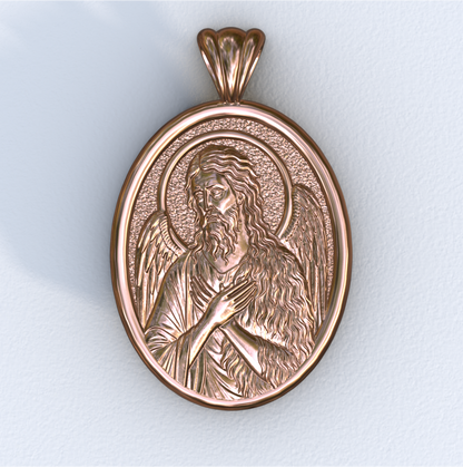 John the Baptist Rose Gold Mandorla Pendant