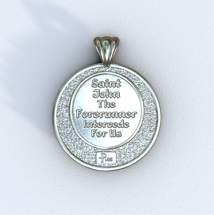 John the Baptist Silver Halo Pendant (Back)