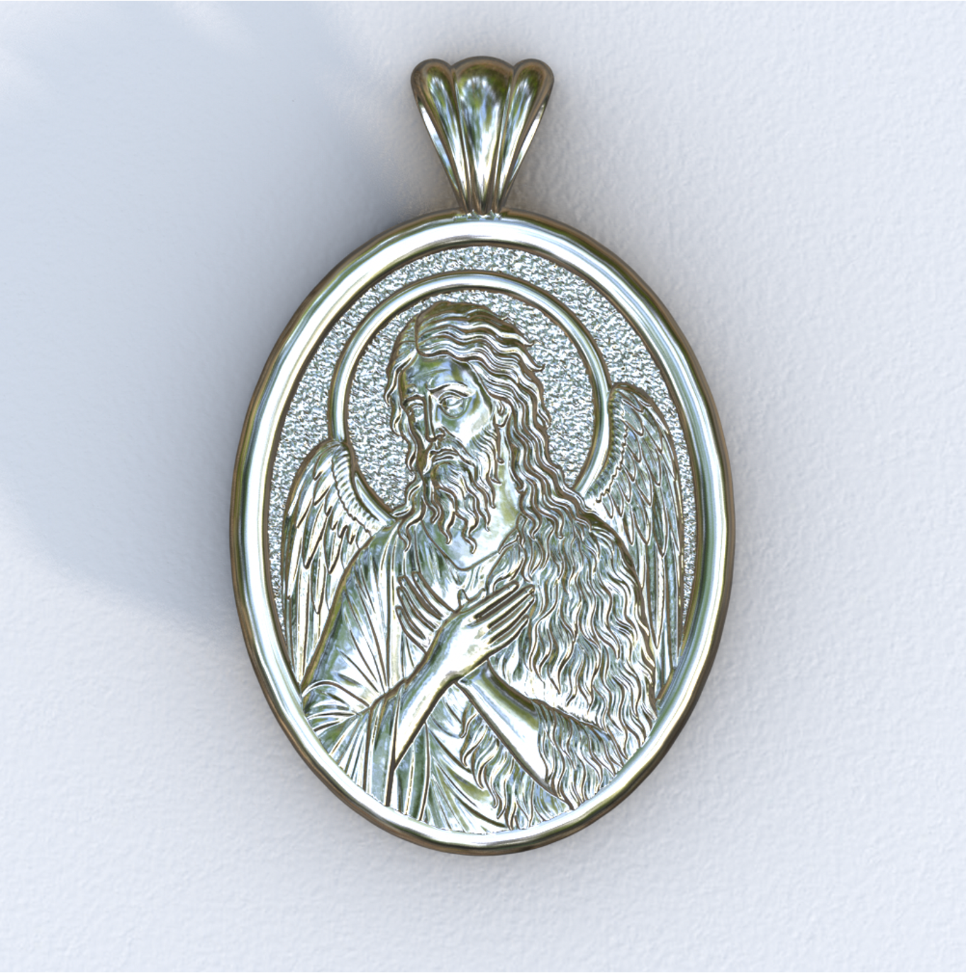 John the Baptist Silver Mandorla Pendant