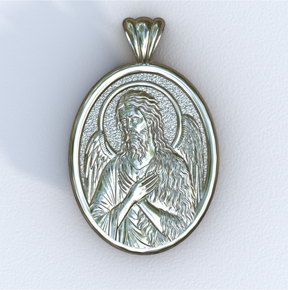 John the Baptist Silver Mandorla Pendant