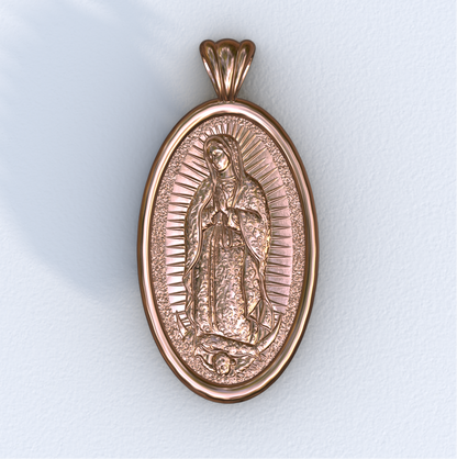 Lady of Guadalupe Rose Gold Mandorla Pendant