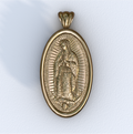 Lady of Guadalupe Yellow Gold Mandorla Pendant