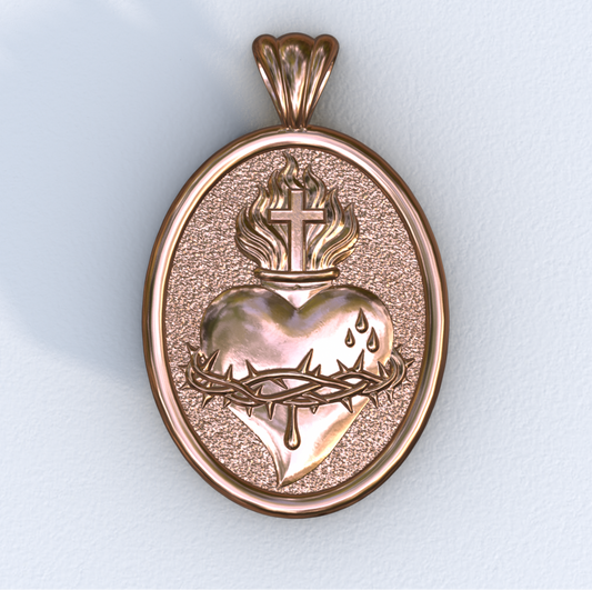 Mandorla Sacred Heart Rose Pendant