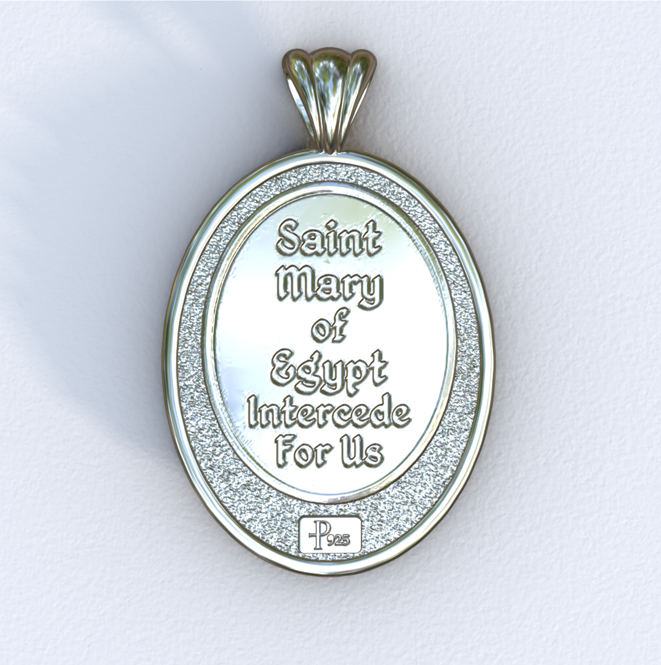 Mary of Egypt Silver Mandorla Pendant (Back)