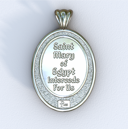 Mary of Egypt Silver Mandorla Pendant (Back)