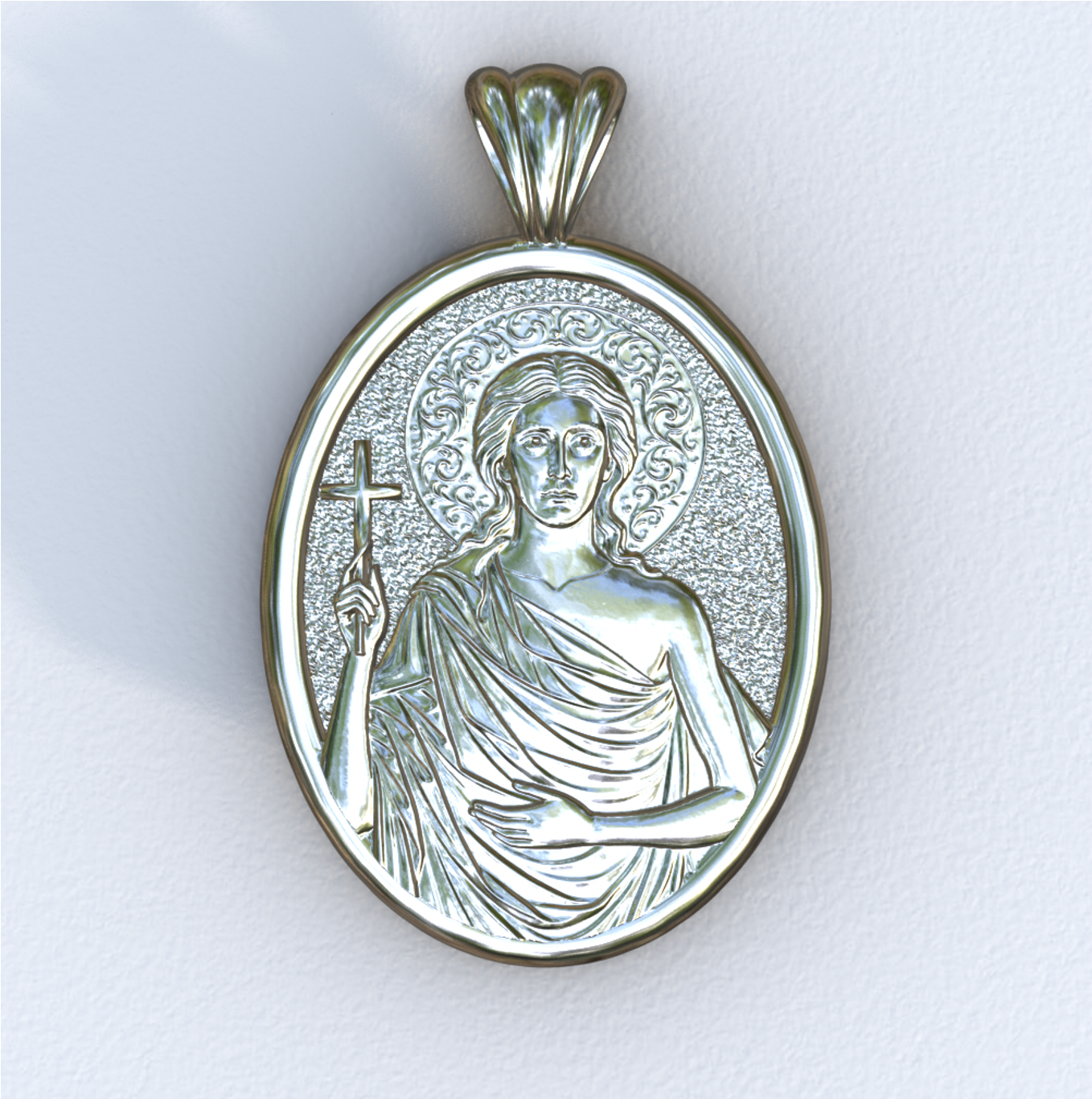 Mary of Egypt White Gold Mandorla Pendant