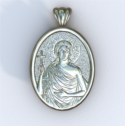 Mary of Egypt White Gold Mandorla Pendant