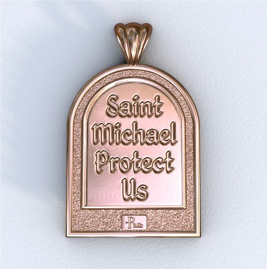 Michael the Archangel Rose Gold Apse Pendant (Back)