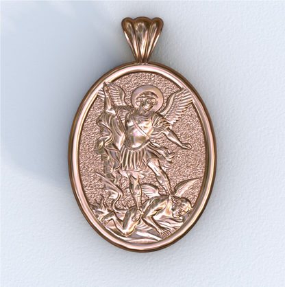 Michael the Archangel Rose Gold Mandorla Pendant