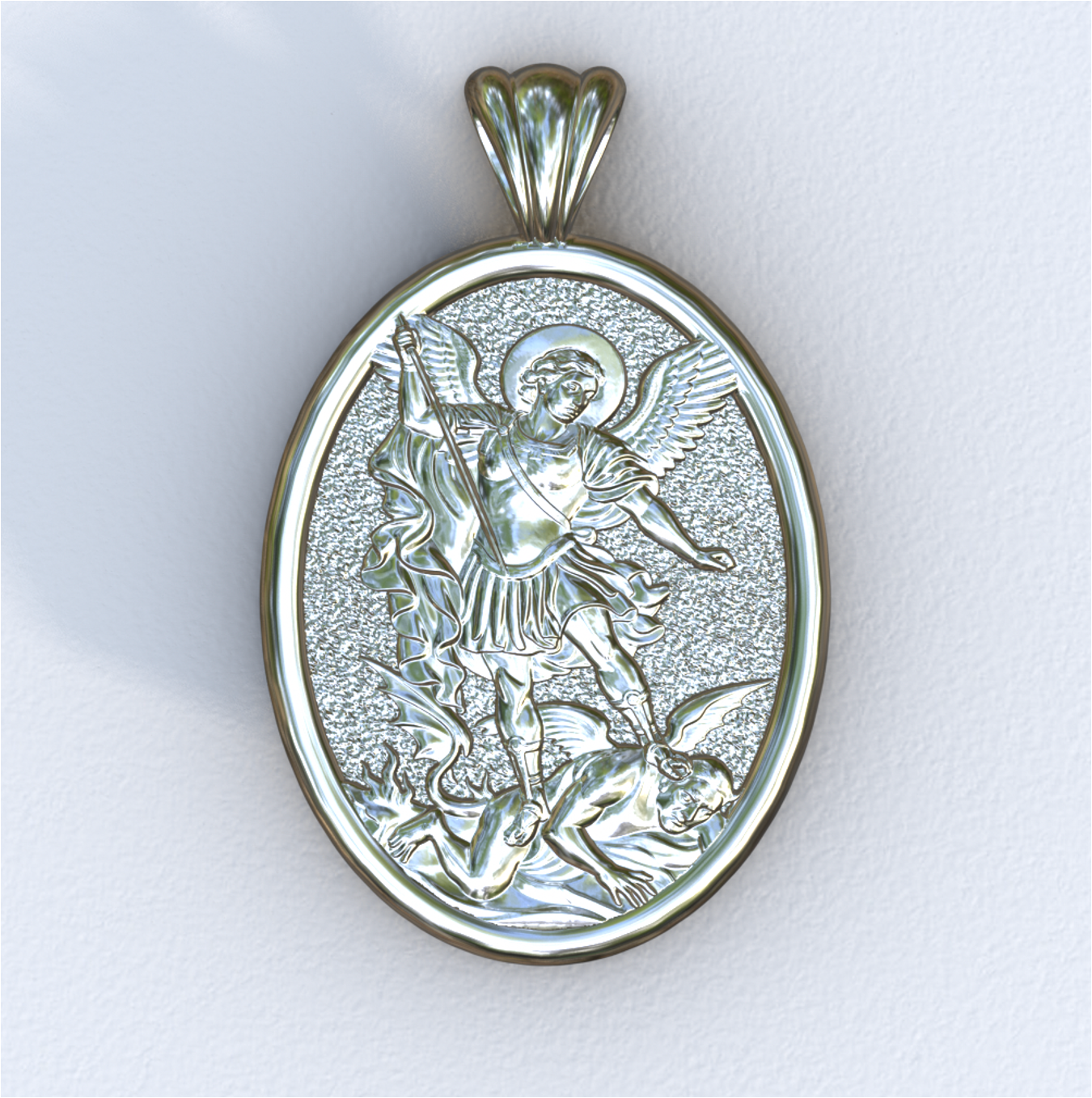 Michael the Archangel Silver Mandorla Pendant