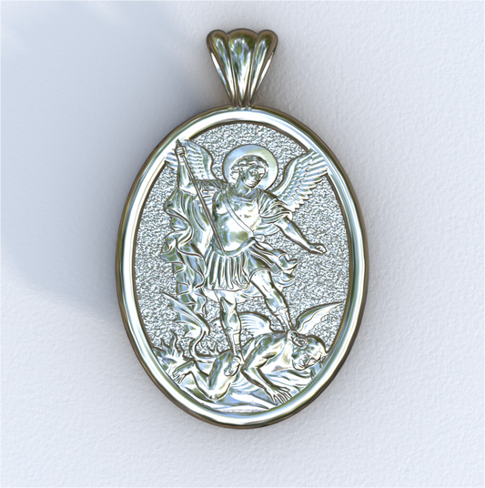 Michael the Archangel Silver Mandorla Pendant