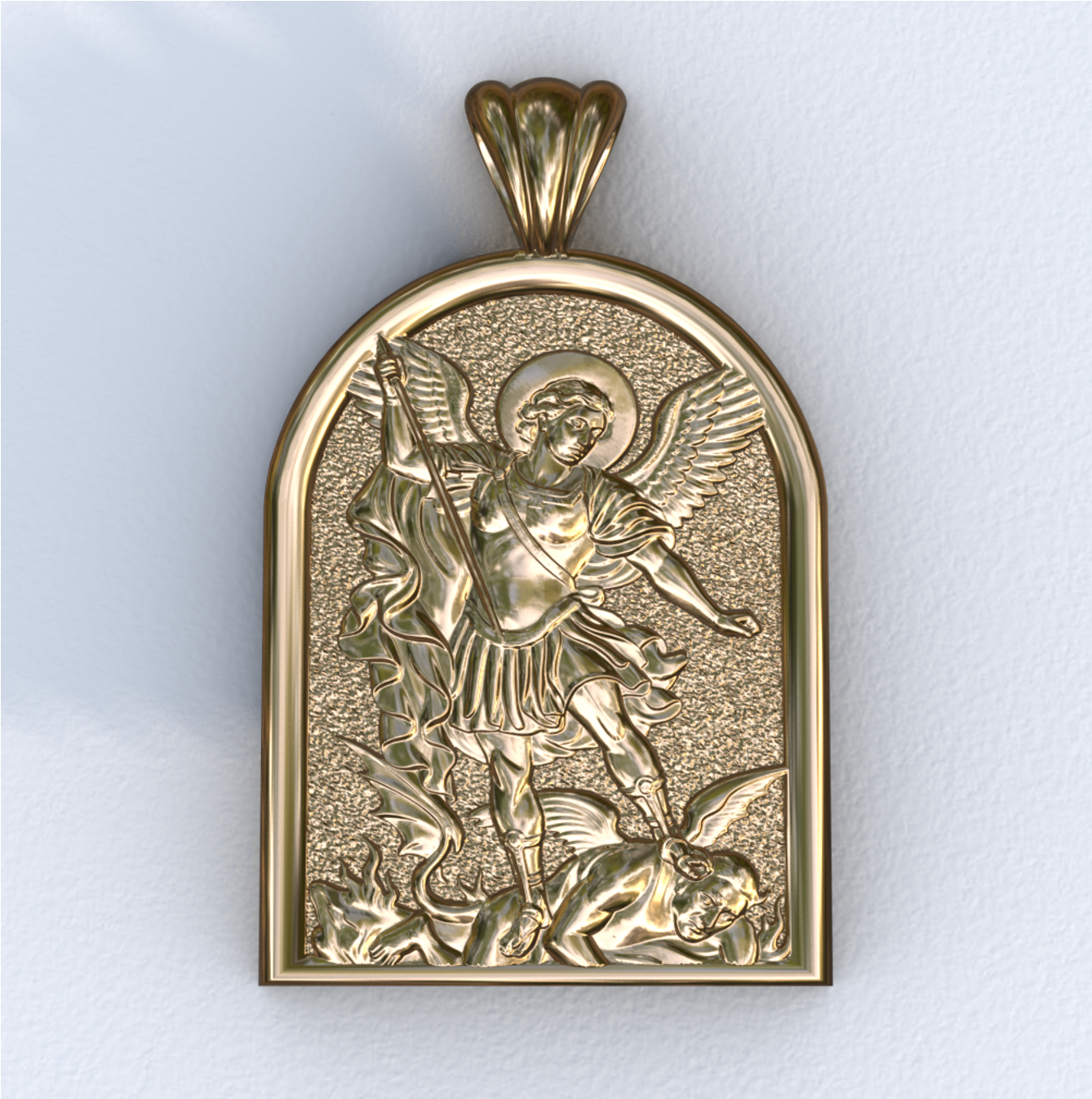 Michael the Archangel Yellow Gold Apse Pendant