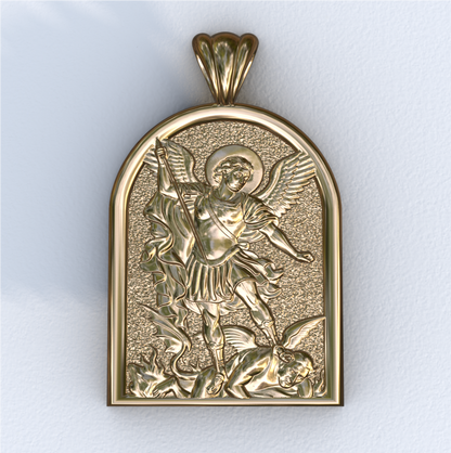 Michael the Archangel Yellow Gold Apse Pendant