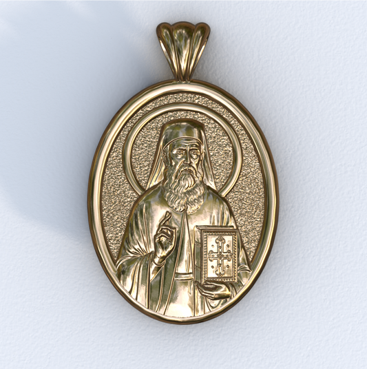 Nektarios mandorla Yellow Gold Pendant