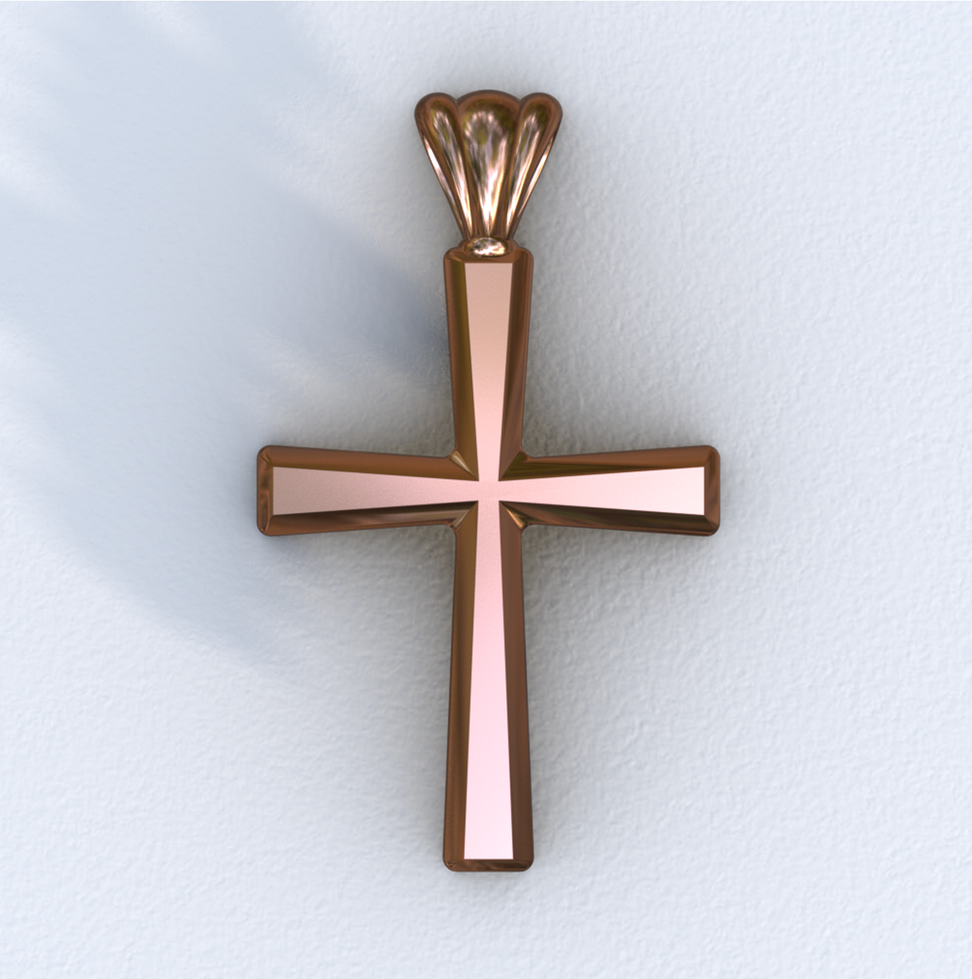 Rose Gold Beveled Cross
