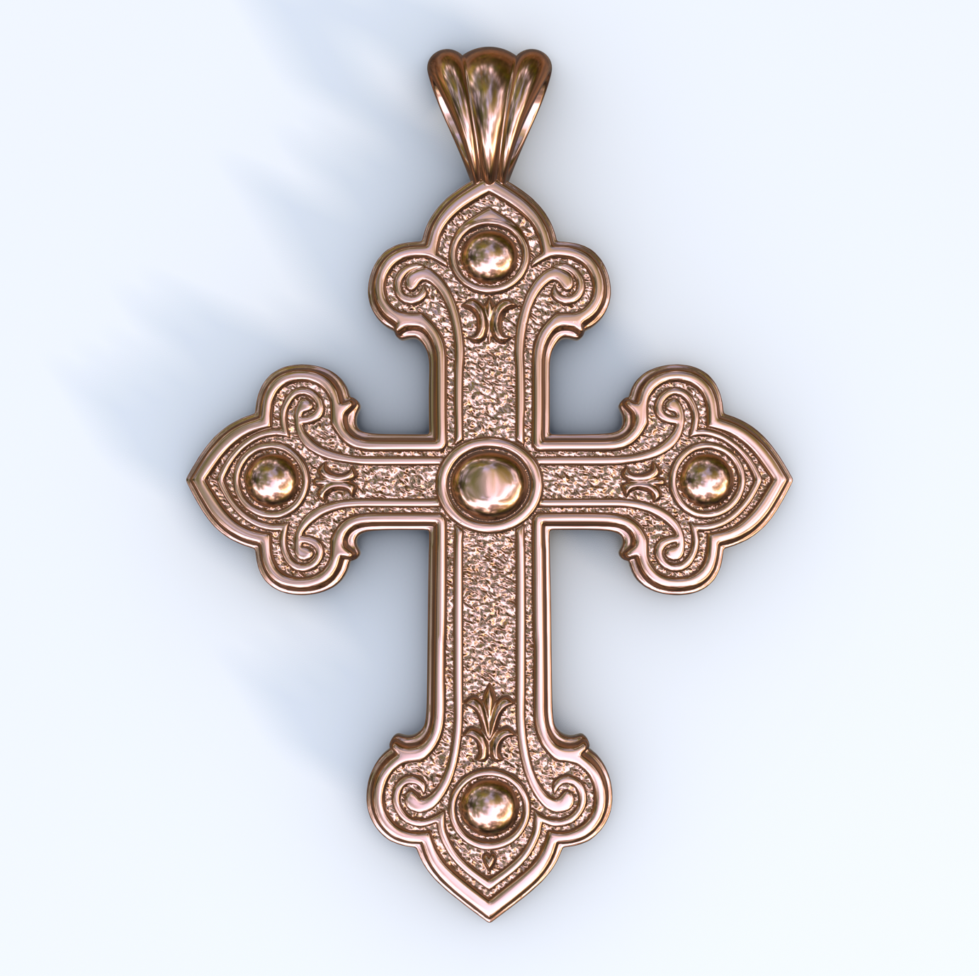 Rose Gold Byzantine Budded Final Cross
