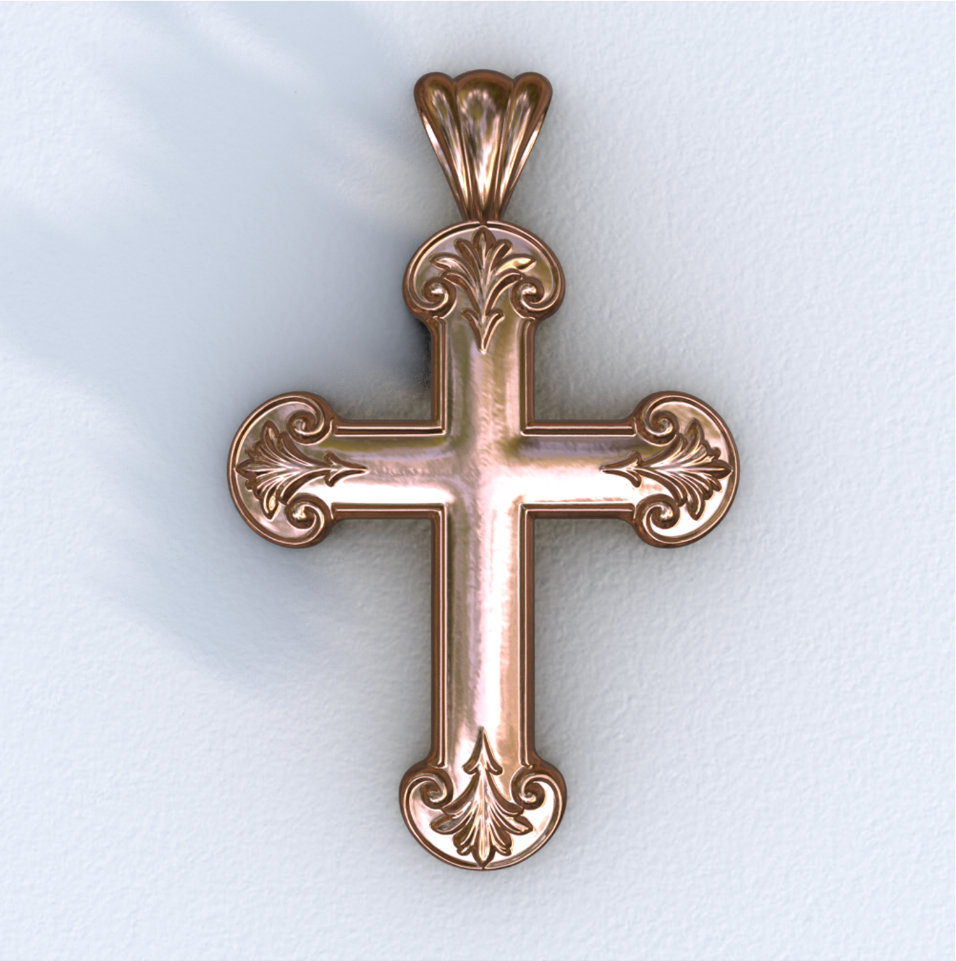 Rose Gold Ornate Latin Cross 