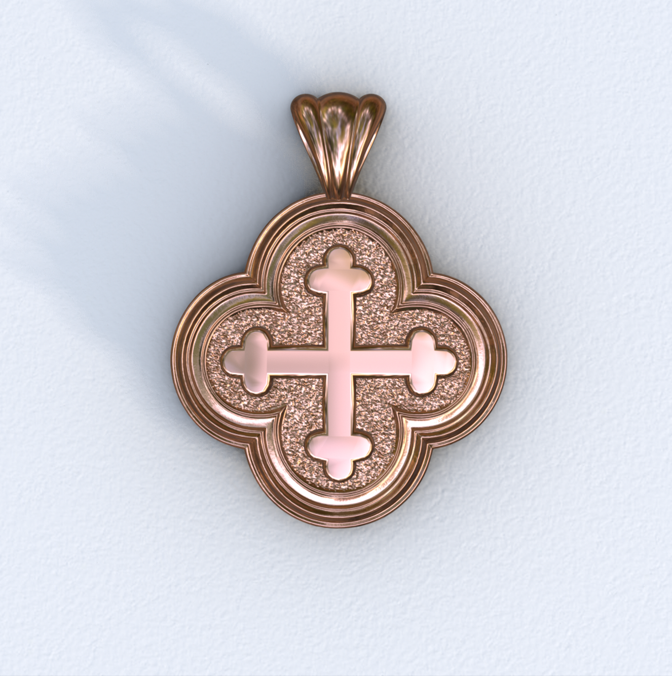 Rose Gold Quatrefoil Greek Cross