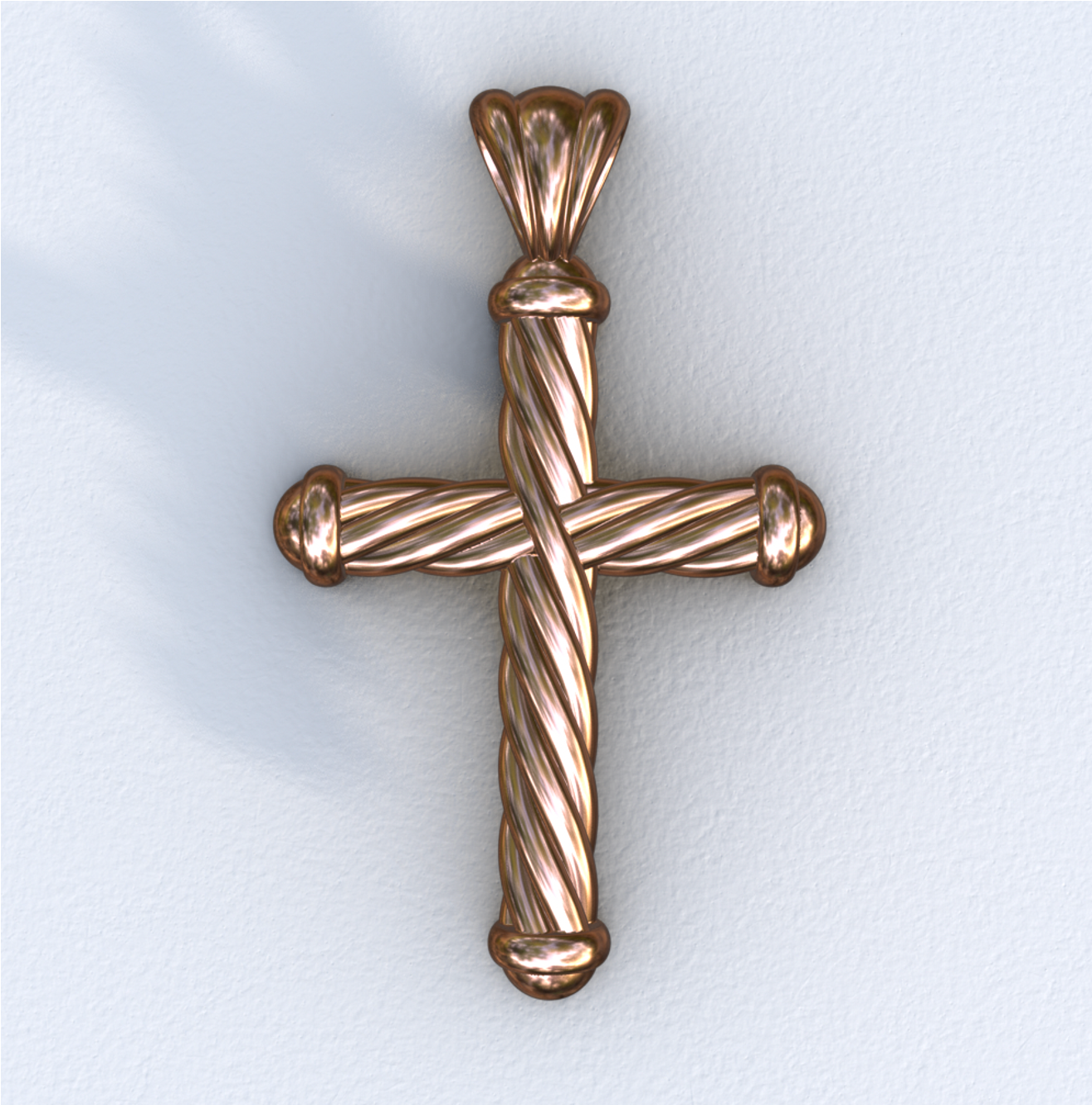 Rose Gold Rounded Helix Cross Pendant