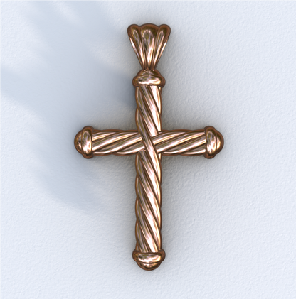 Rose Gold Rounded Helix Cross Pendant