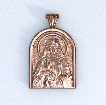 Rose Gold Saint Joseph the Hesychast Icon Apse Pendant