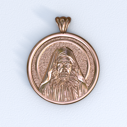 Rose Gold Saint Joseph the Hesychast Icon Round Pendant