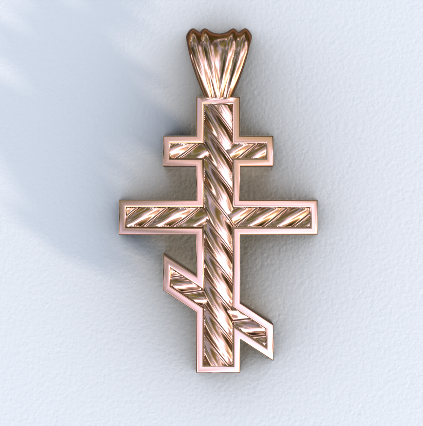 Rose Gold Three Bar Helix Cross