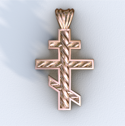 Rose Gold Three Bar Helix Cross