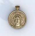 Round Pantocrator yellow gold pendant