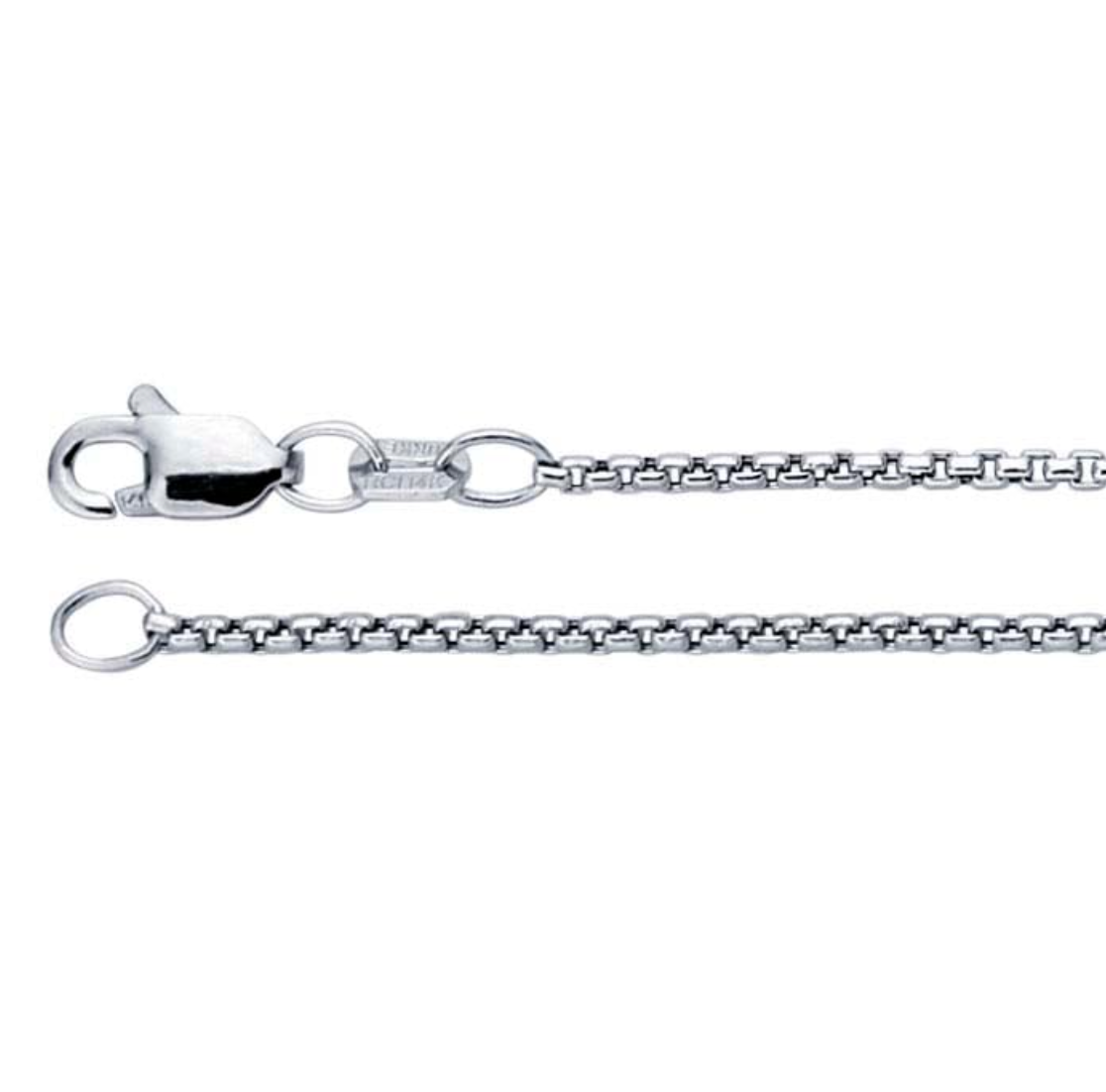 White Gold 1.35mm Hollowed Rounded Box Chain