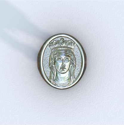 Silver Saint Catherine Signet Ring (Front)