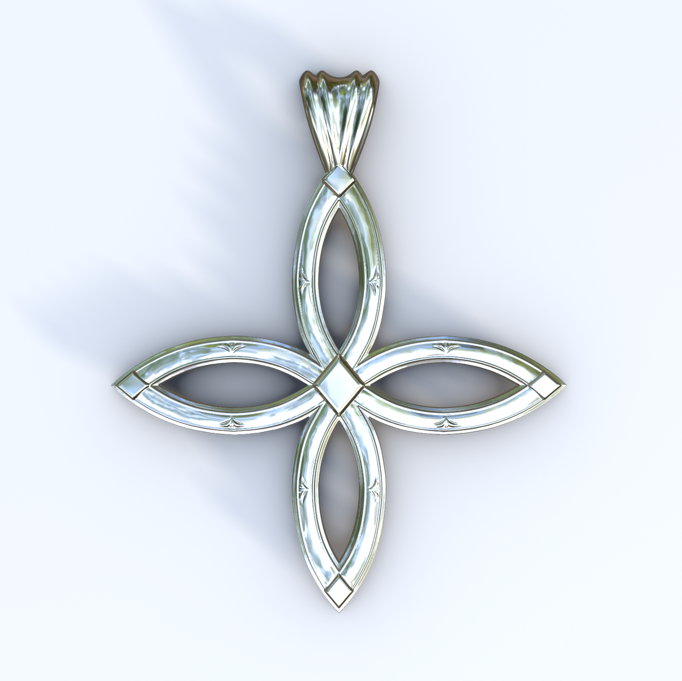 Silver or White Gold Ichthys Cross
