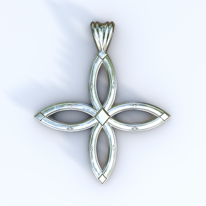 Silver or White Gold Ichthys Cross