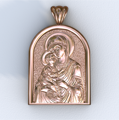 Theotokos of Vladimir Rose Gold Apse Pendant