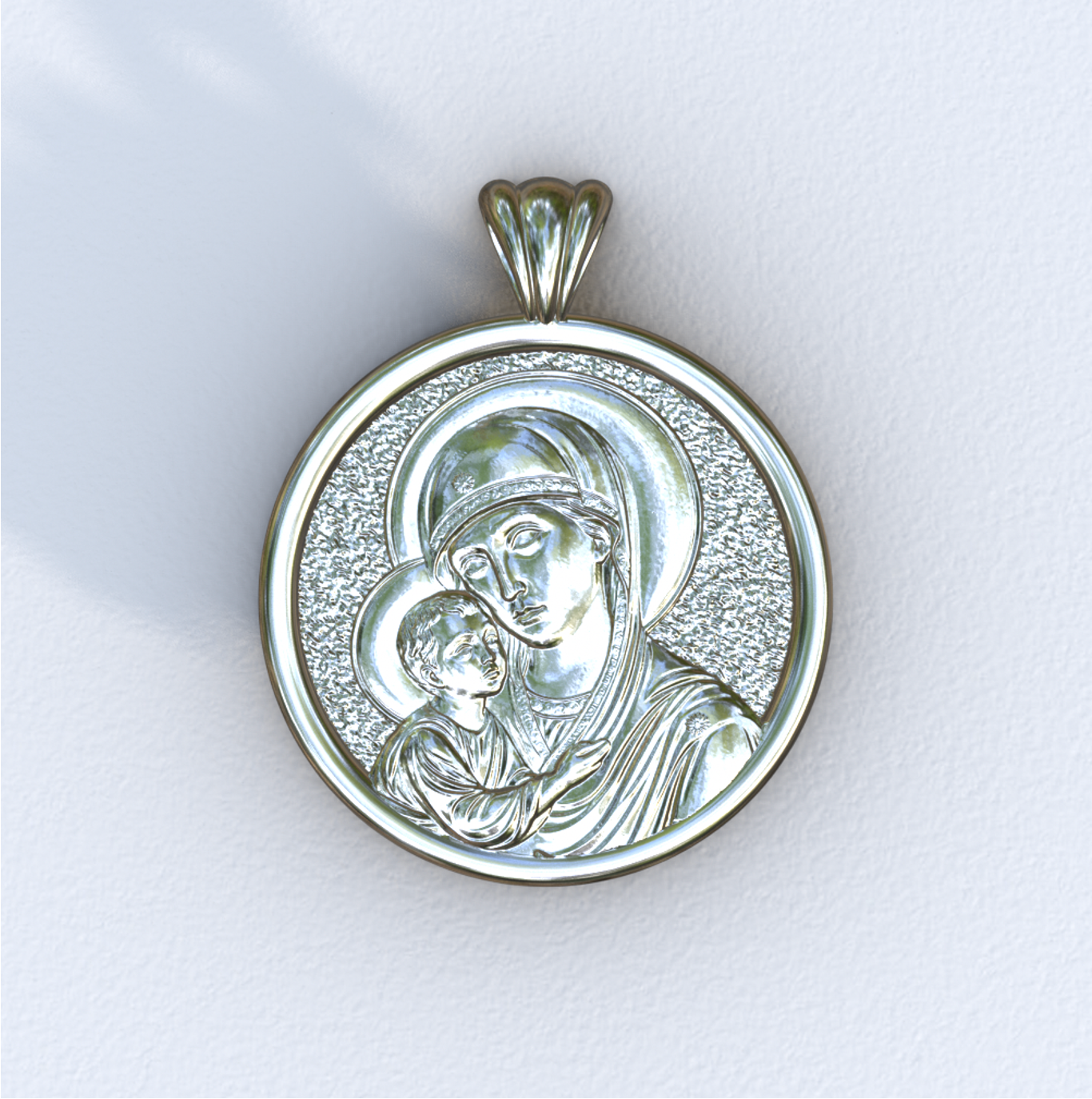 Theotokos of Vladimir Round Silver Pendant