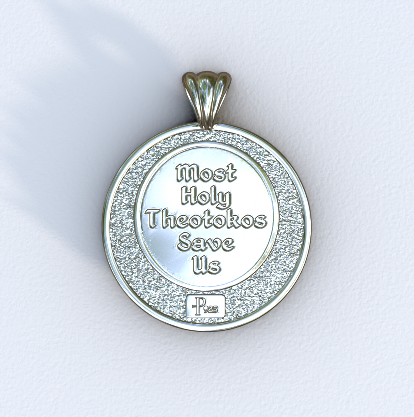 Theotokos of Vladimir Round Silver Pendant (back)