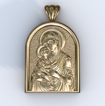Theotokos of Vladimir Yellow Gold Apse Pendant
