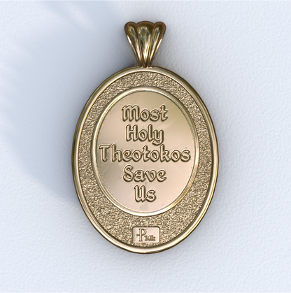 Theotokos of Vladimir Yellow Gold Mandorla Pendant (Back)