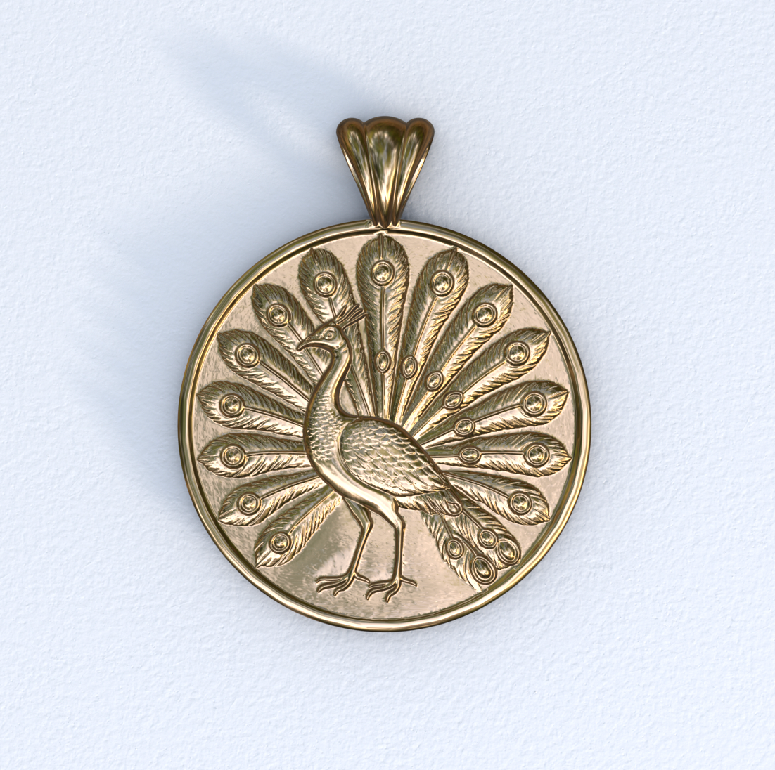 Vermeil and Gold Peacock and Cross Pendant