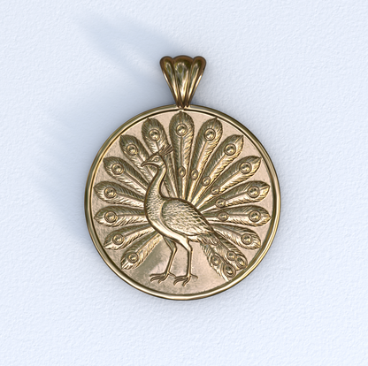 Vermeil and Gold Peacock and Cross Pendant